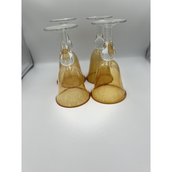 Abigails Yellow Amber Bubble Glass Water Goblets Optic Stem (Set of 4) 7.5 in - Picture 4 of 5